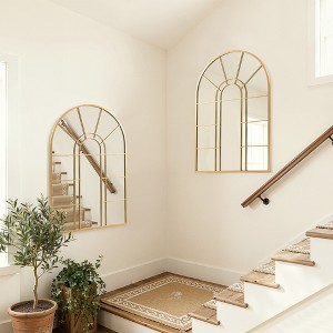 Wooakway Black/Gold Window Pane Decorative Wall Mirror Overmantel Mirror for Bathroom Vanity Living Room Bedroom - 1 of 4