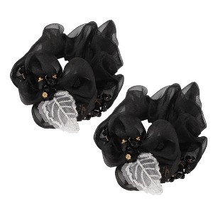 Unique Bargains Women's Fashion Elegant Leaves Flowers Hair Ties 2Pcs - 1 of 3