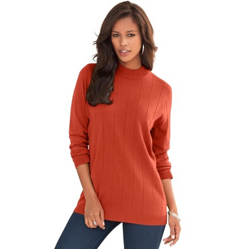 Roaman's Women's Plus Size Fine Gauge Drop Needle Mockneck Sweater - 1x ...