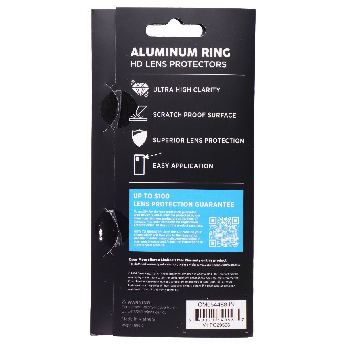Case-Mate Aluminum Ring HD Lens Protectors for iPhone 16 and 16 Plus - Black - thumbnail 2