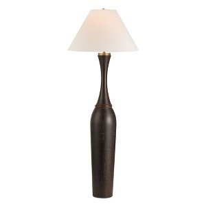 Uttermost Pravin Dark Wood Floor Lamp – Rubber Wood Base with Fabric Shade - 1 of 4