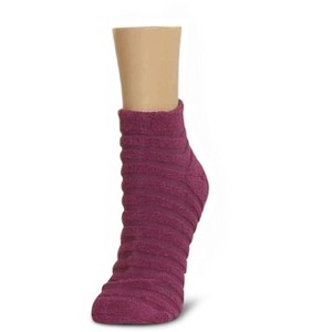 Memoi Textured Striped Cotton Blend Anklet Socks - 1 of 2