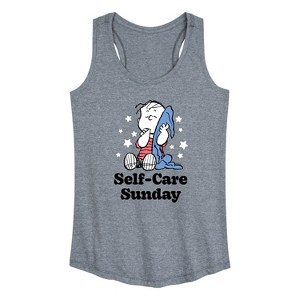 Women's - Peanuts - Self Care Sunday Graphic Racerback Tank - 1 of 4