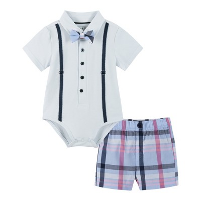 Image of Andy & Evan Infant Boys Polo Shirtzie Set. White, Size 3-6 Months