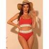 Elerevyo Women's High Waisted Ribbed Adjustable Spaghetti Straps Push Up Swimsuit Bathing Suits 2 Pcs - 4 of 4