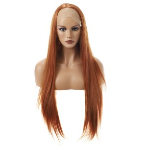 Unique Bargains Women Long Straight Hair Lace Front Wigs with Wig Cap 24" 1PC - 1 of 4