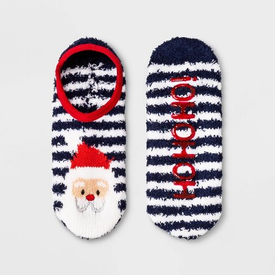 Women's Santa Cozy Holiday Liner Socks with Grippers - Wondershop™ Navy 4-10