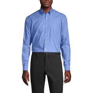 Lands' End School Uniform Men's Tailored Fit No Iron Solid Supima Cotton Pinpoint Buttondown Collar Dress Shirt - 1 of 4