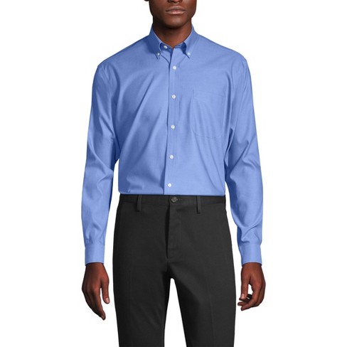 Lands End Men s Traditional Fit Solid No Iron Supima Pinpoint Buttondown Collar Dress Shirt 14.5 32 33 Light French Blue Target
