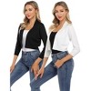 Women's 3/4 Sleeve Open Front Cropped Cardigan Sweater Lightweight Knit Short Bolero Shrugs - 4 of 4