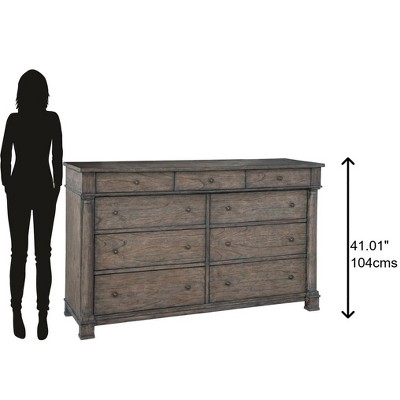 Gray Brown 9-Drawer Traditional Wood Dresser
