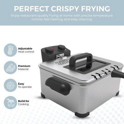 Alpha Living Electric Deep Fryer 4.5L Deep Fryer with 2-Quart and 4-Quart Baskets - High Grade Stainless Steel