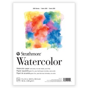 9"x12" Watercolor Paper Pad 20 Sheets - Strathmore: Sketch & Drawing Pad, Matte Finish, Top Bound, 90 lb, White - 1 of 4