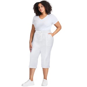 Avenue Women's Plus Size Cotton Roll Up Capri - 1 of 4