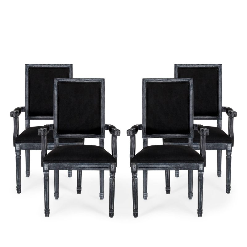 Set of 4 Maria French Country Wood Upholstered Dining Chairs - Christopher Knight Home, 1 of 13