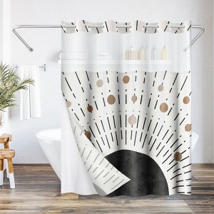 Americanflat 72x75 Hookless Shower Curtain - Abstract Black Bronze Shower Curtain with Sheer Panel, Snap-In Liner, and Grommets - 100% Polyester - 1 of 4
