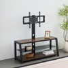 Vynxaria Rustic Brown Wooden Storage TV Stand - Height Adjustable Universal Swivel Entertainment Center with Black Tempered Glass - 4 of 4