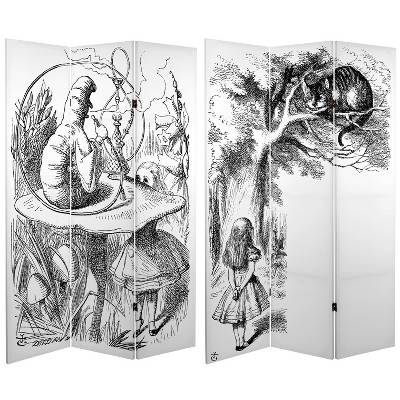 6" Double Sided Alice in Wonderland Canvas Room Divider White - Oriental Furniture