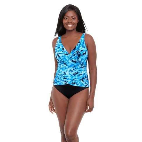 Women's Trimshaper Farrah Swim Romper - 16 - Black Multi : Target