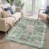Vintage Machine Washable Oriental Design Carpet with Non Slip Backing Distressed Stain Resistant Soft Low Pile Floor Cover for Living Room Bedroom - 3 of 4
