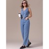 INSPIRE CHIC Women's Denim Button Down Sleeveless Vest and Wide-leg Pants Denim Set - 2 of 4