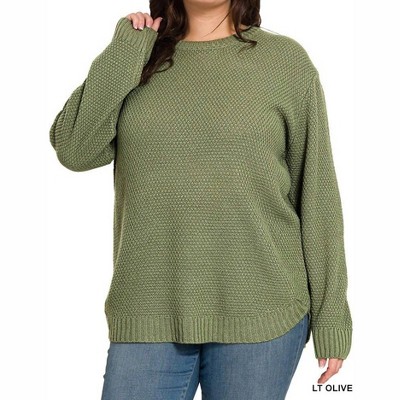 Women's Brooklyn Round Neck Sweater Plus - ZENANA