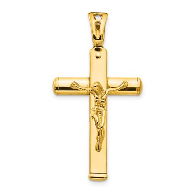 Black Bow Jewelry 14k Yellow Gold Polished Crucifix Pendant, 21 x 38mm