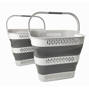 SAMMART 40L (10.5 Gallon) Collapsible Plastic Laundry Basket with Handles - 1 of 4