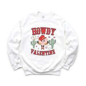 Simply Sage Market Women's Graphic Sweatshirt Howdy Valentine Heart - 1 of 3