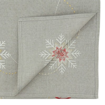 Silver Embroidered Ornaments Holiday Table Runner