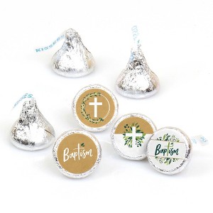 Big Dot of Happiness Baptism Elegant Cross - Religious Party Round Candy Sticker Favors - Labels Fits Chocolate Candy (1 sheet of 108) - 1 of 4