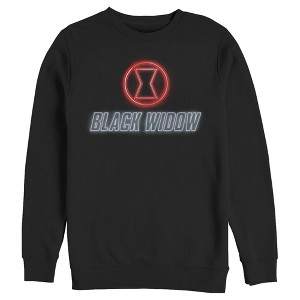 Men's Marvel Black Widow Neon Hourglass Sweatshirt - 1 of 3