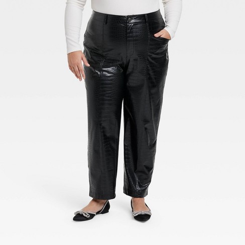 Women's High-rise Faux Croc Pants - A New Day™ Black : Target