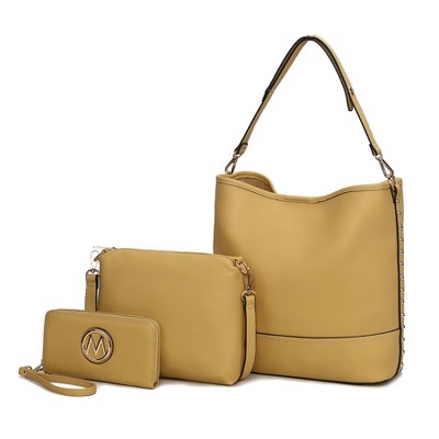 MKF Collection Wren Vegan Leather Women’s Hobo with Pouch and Wristlet Wallet by Mia K- 3 pieces