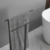 2-Tier Standing Towel Rack with Marble Base for Bathroom Floor Double-T Tall Bath Towel Sheet Holder - 4 of 4