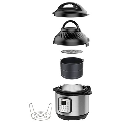 6-Quart Silver Stainless Steel Pressure Cooker and Air Fryer