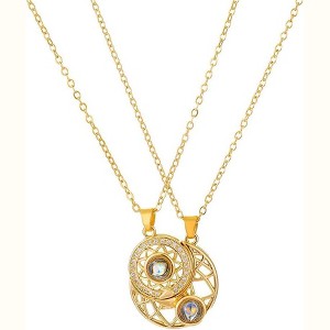 Sun & Moon Matching Necklaces - 'I Love You' in 100 Languages - Best Friend Couple/BFF Gift - 1 of 4