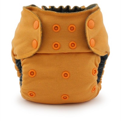 Image of Kanga Care Ecoposh OBV (Organic viscose of Bamboo Velour) One Size Adjustable Pocket Fitted Cloth Diaper | Saffron Yellow