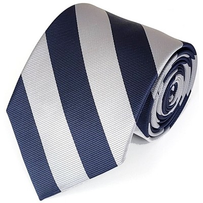 Thedappertie Men's Silver And Navy 3.25 W And 58 L Inch College Stripe ...