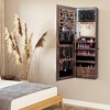Tangkula Mirror Jewelry Cabinet 96 LED Lights Wall Door Mounted Armoire w/ Makeup Rack - 3 of 4