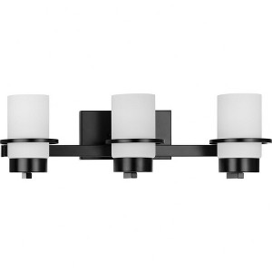 Progress Lighting Reiss 3-Light Vanity Light, Matte Black, White Glass Shade - 1 of 1