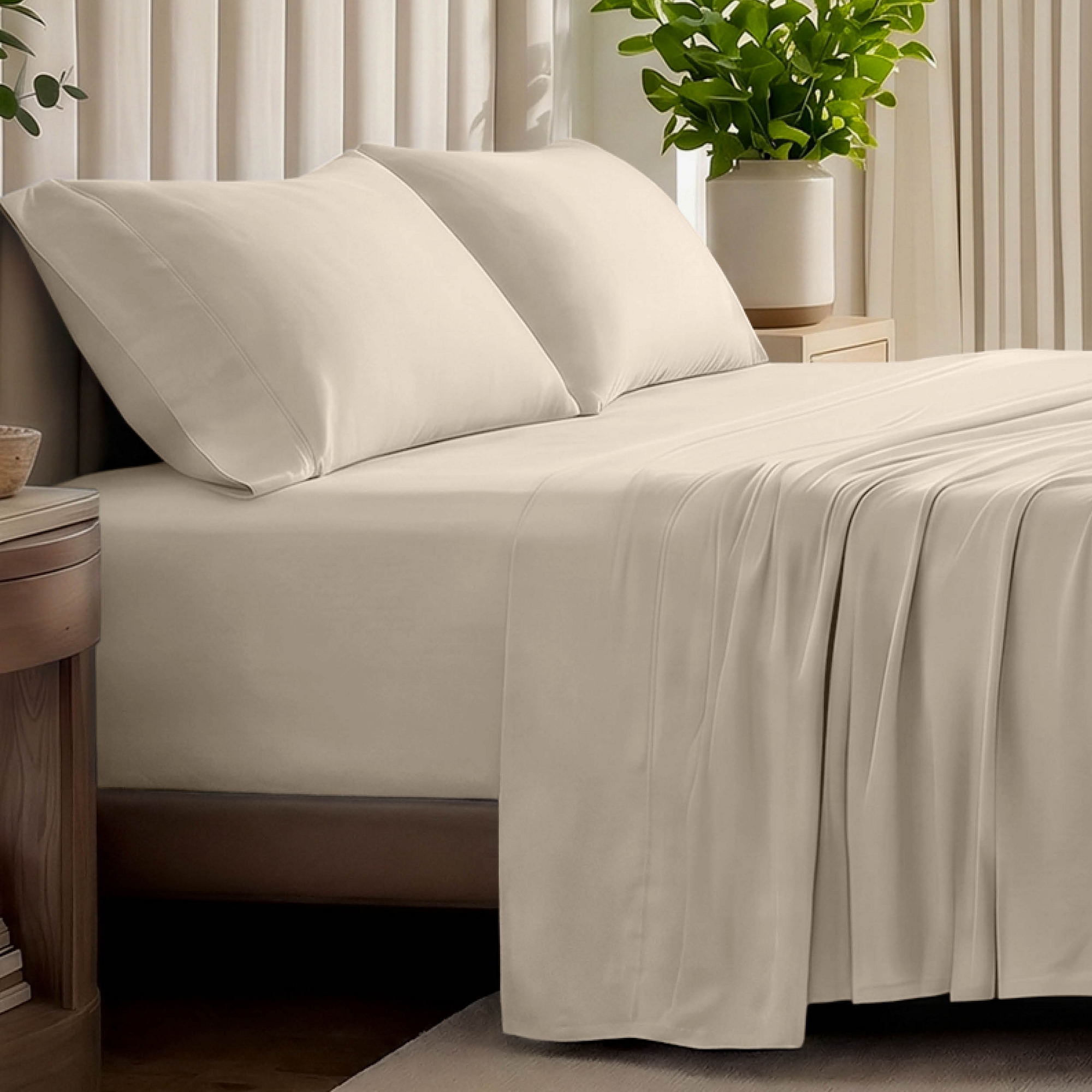 Breathable Organic Cotton Jersey Sheet Set by Bare Home - Queen, Sand