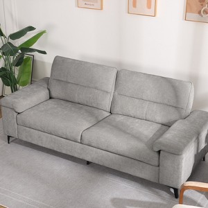 Chenille Sofa with Adjustable Armrests and Extra Thick Cushions - 1 of 4
