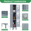 Munora Metal 3-Tier Lockers for Employees - Steel Storage with Louvers, Office & Home Use (Grey) - 4 of 4