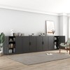 31"x124"x16" Wood Accent Cabinet in Black, Storage Organizer with Adjustable Shelves for Kitchen Bedroom Entryway Living Room Dinning Room - 2 of 4