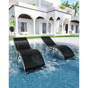 Outdoor Chaise Lounge Set of 2, Adjustable Reclining Sun Lounger for Patio, Deck, Garden, or Poolside - 1 of 4