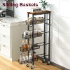 Storage Cart 4-Tier Slim Rolling Cart with Metal Frame and Wooden Top, Storage Cart for Kitchen - 4 of 4