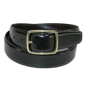 Aquarius Men's Reversible Leather Belt with Gold Center Bar Buckle - 1 of 4