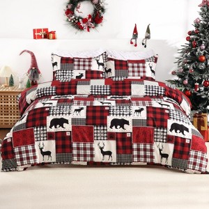 GustoWave Christmas Reindeer Theme Duvet Cover and Pillow Shams Set, Bedding Set - 1 of 4