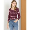 INSPIRE CHIC Women's Stretchy Cotton Slim Scoop Neck Long Sleeve Polka Dots Knitted Top Sweaters - 3 of 4